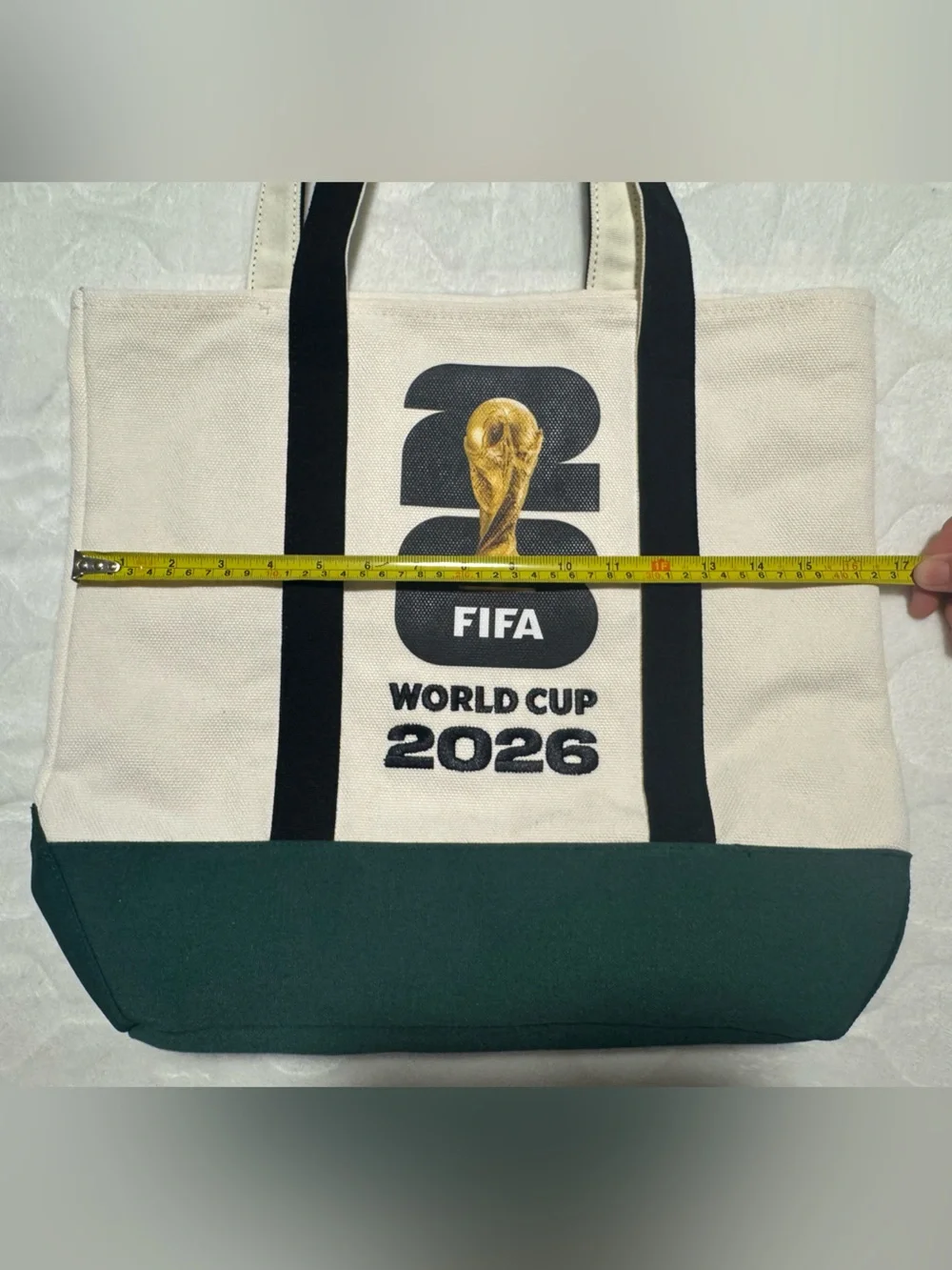 FIFA World Cup 2026 Logo Gold Trophy Soccer Tote canvas Bag Shopping Grocers